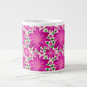 Hot Pink Floral Seamless Pattern Large Coffee Mug