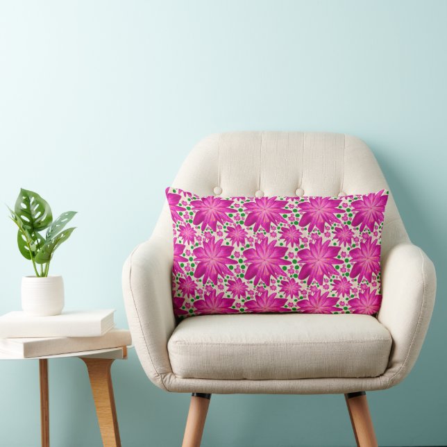 Hot Pink Floral Seamless Pattern  Lumbar Cushion (Chair)