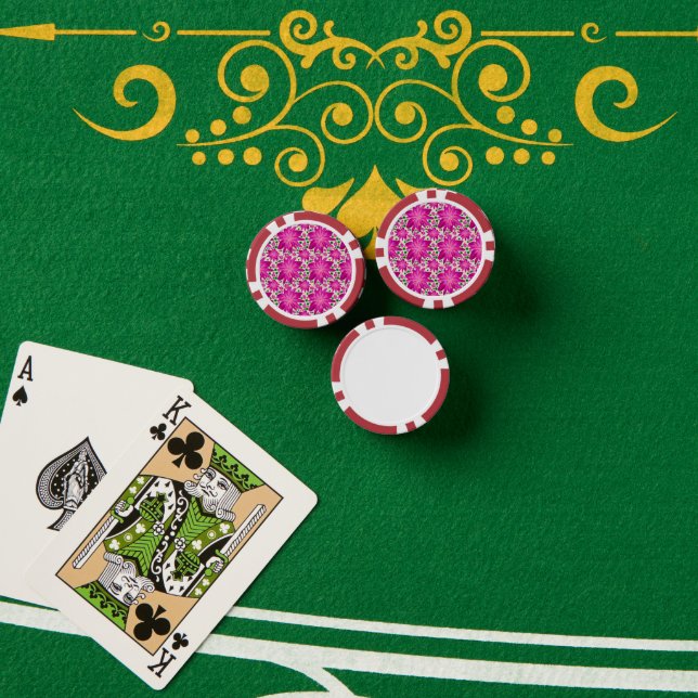 Hot Pink Floral Seamless Pattern Poker Chips (Poker Table (Stack))