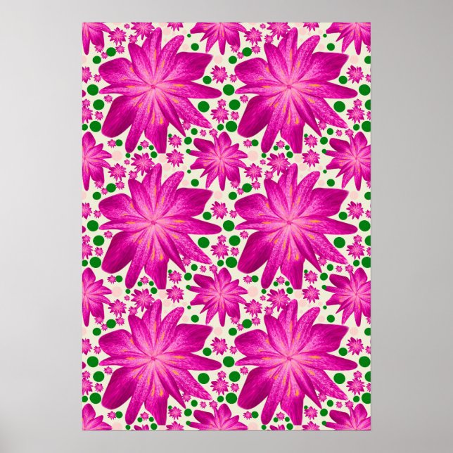 Hot pink floral seamless pattern  poster (Front)