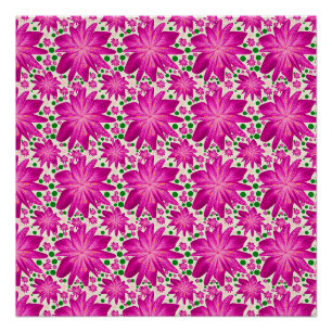 Hot Pink Floral Seamless Pattern  Poster
