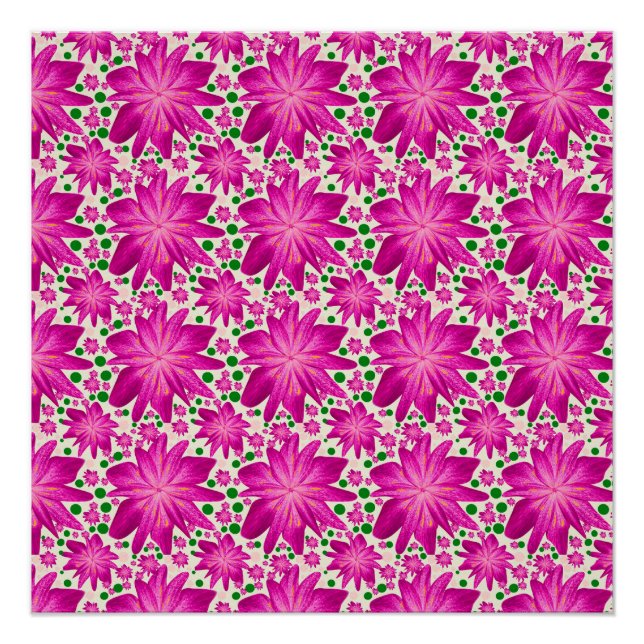 Hot Pink Floral Seamless Pattern  Poster (Front)