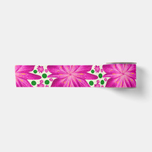 Hot Pink Floral Seamless Pattern Satin Ribbon