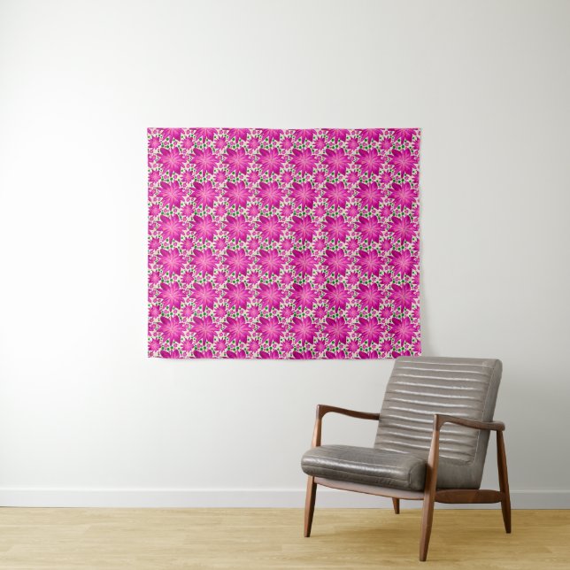 Hot pink floral seamless pattern  tapestry (In Situ (Horizontal))