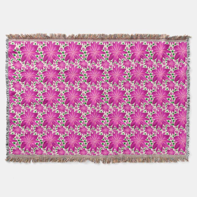 Hot pink floral seamless pattern  throw blanket (Front)