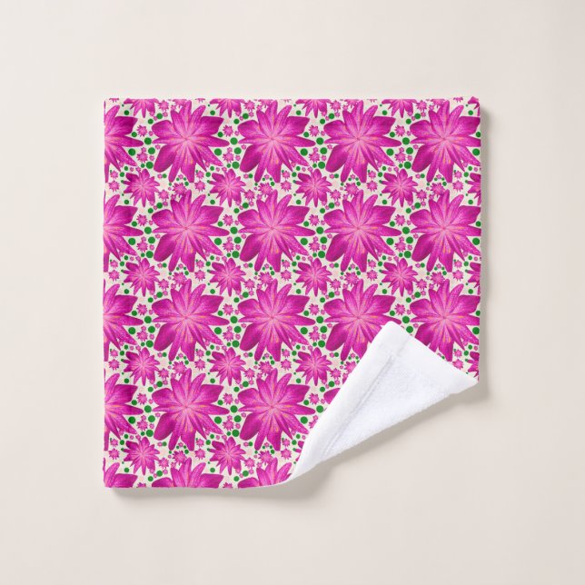 Hot Pink Floral Seamless Pattern  Wash Cloth (Wash Cloth)
