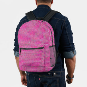 Hot Pink floral seamless pattern with polka dots  Printed Backpack