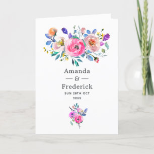 Hot-Pink Floral Vintage Wedding Program
