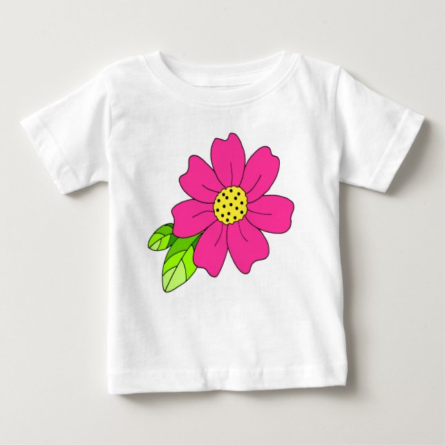 Hot Pink Flower  Baby T-Shirt (Front)