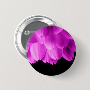 Hot pink flower petals on black 6 cm round badge