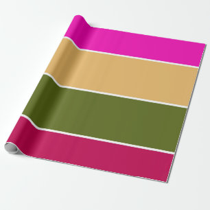 Hot Pink Flower Stripes Wrapping Paper