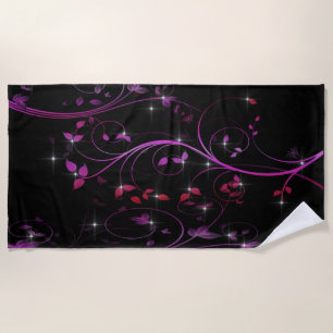 Hot Pink Flowers Beach Towel