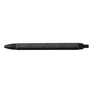 Hot Pink Flowers Black Ink Pen
