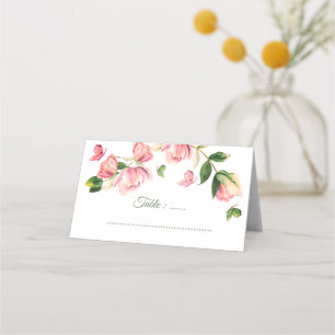 hot pink flowers butterflies wedding place card