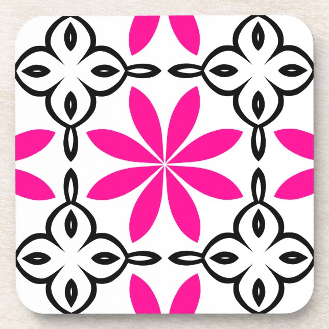 Hot pink flowers coaster (Front)