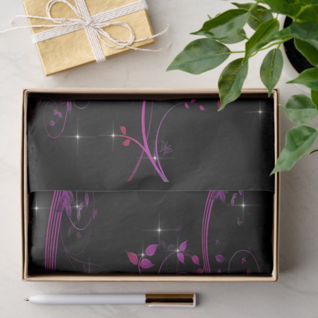 Hot Pink Flowers Tissue Paper (Gift)
