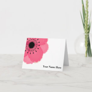 Hot Pink French Anemone Personalised Note Card