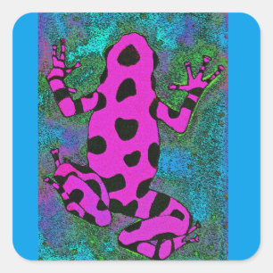 Hot Pink Frog with Black Spots Square Sticker