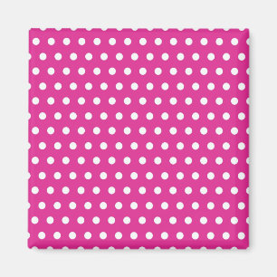 Hot Pink Fuchsia and White Polka Dots Pattern Gift Magnet