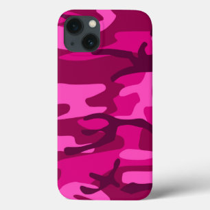 Hot Pink Fuchsia Camo Camouflage Girly Pattern iPhone 13 Case