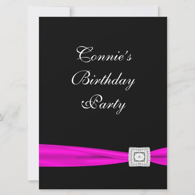 Hot Pink Fuchsia Classy Birthday Party Invitation (Front)