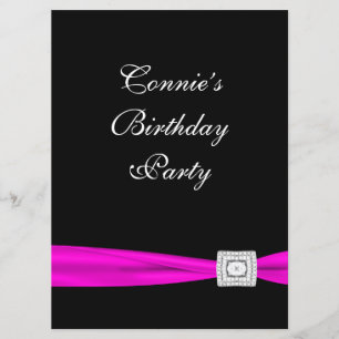Hot Pink Fuchsia Classy Birthday Party Invitation