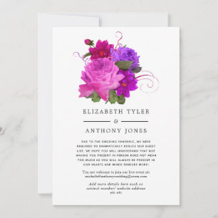 Hot-pink fuchsia Floral Wedding Reduced Guest List Announcement