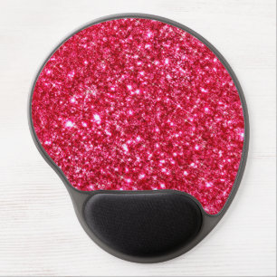 hot pink fuchsia tiny sequin glitter print gel mouse pad