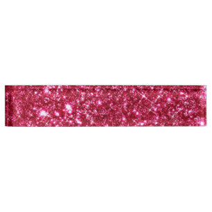 hot pink fuchsia tiny sequin glitter print nameplate