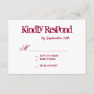 Hot Pink Fuchsia Typography Wedding RSVP Cards