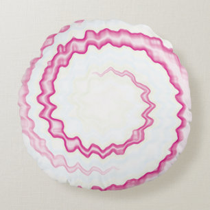 Hot Pink Fuchsia white swirl tie dye Round Cushion