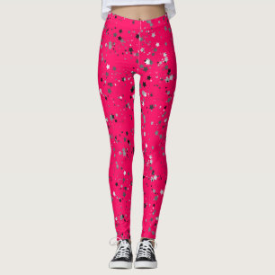 Hot pink funky leggings with stars