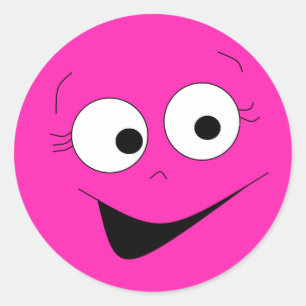 Hot Pink Funny Silly Face Face Stickers