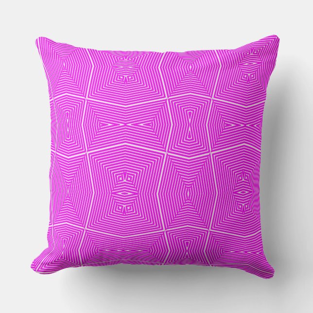 Hot Pink Fuschia Modern Geometric Pattern Sofa Cushion (Front)