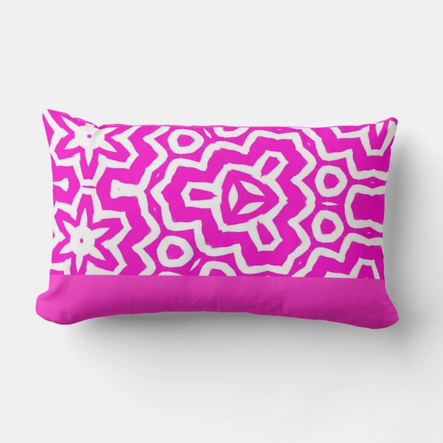 Hot Pink, Fuschia, White Zebra Lumbar Cushion (Front)