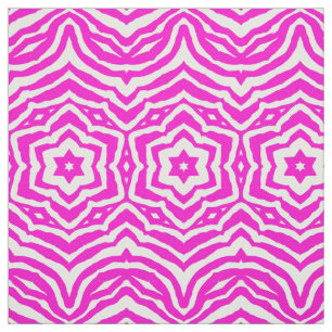 Hot Pink Fuschia Zebra Flower Print Pattern Fabric