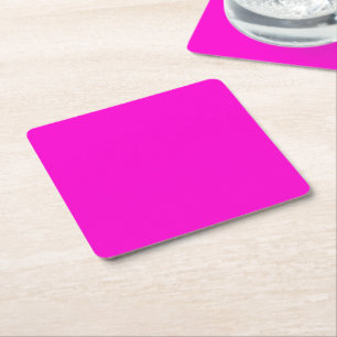Hot Pink Fushcia Fluo Neon Colour Customise This! Square Paper Coaster