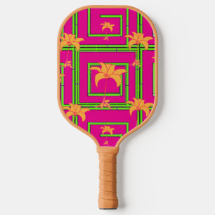 Hot Pink Geo Floral  Pickleball Paddle
