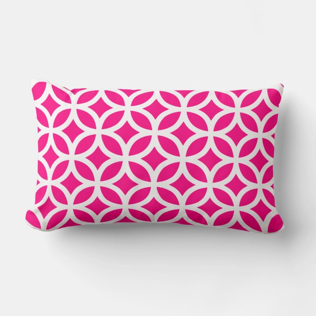 Hot Pink Geometric Lumbar Cushion (Front)