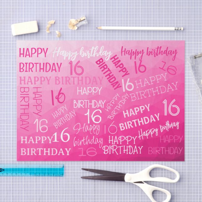 Hot pink Geometric Mesh Pattern birthday any age Tissue Paper (Craft)