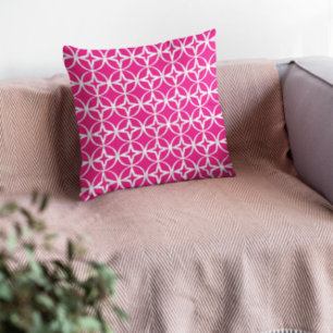 Hot Pink Geometric Pattern Cushion