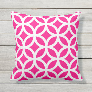 Hot Pink Geometric Pattern Outdoor Pillows