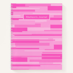 Hot Pink Geometric Retro Pattern Personalized Notebook