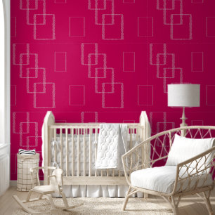 hot Pink Geometric Square Design with Speckled  Wallpaper