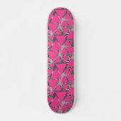 Hot Pink Geometric Tropical Cool Pattern Skateboard (Front)