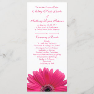 Hot Pink Gerbera Daisy White Wedding Program
