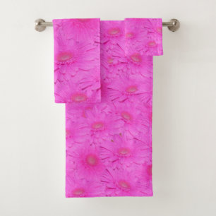 Hot Pink Gerbera Flowers, Bathtowel Set, Bath Towel Set