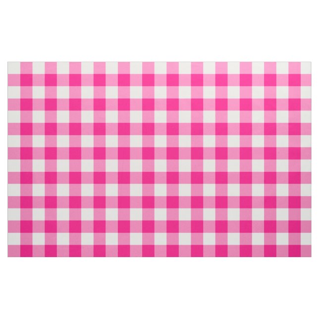 Hot Pink Gingham Pattern Fabric (Yard)