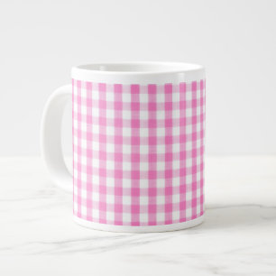 Hot pink Gingham pattern Large Coffee Mug