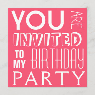Hot Pink Girl's Birthday Party Text Invitation